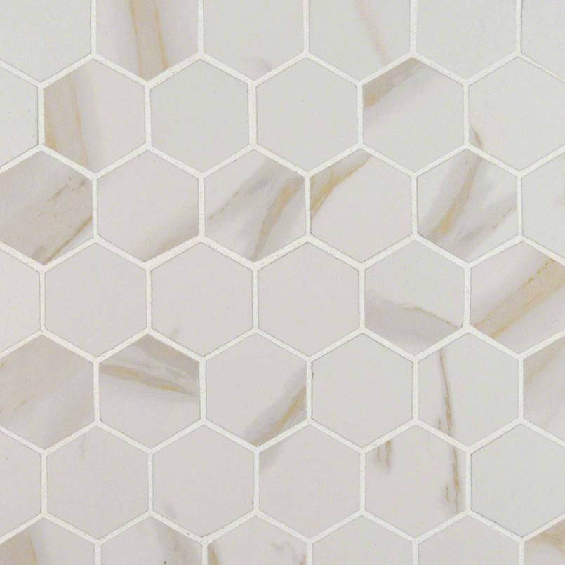 MSI Pietra Calacatta 2" x 2" Hexagon Mosaic Matte Porcelain Tile Premium