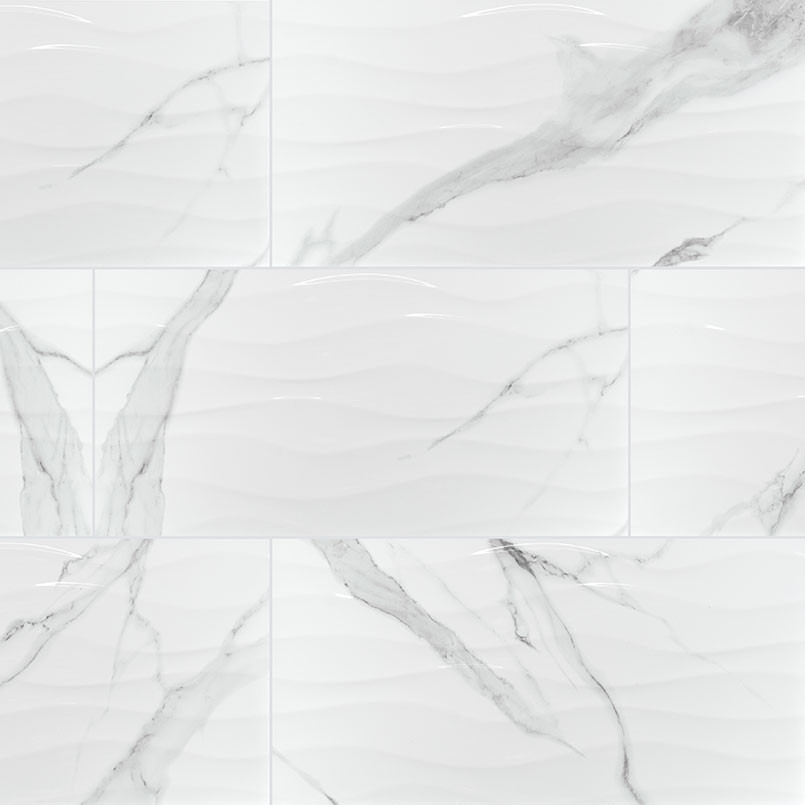 MSI Dymo Statuary Wavy White 12" x 24" Glossy Ceramic Tile Premium (16.00 sq.ft/ctn)