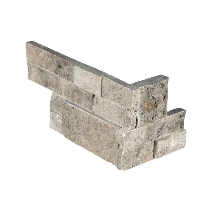 MSI RockMount Silver Travertine Splitface Stacked Stone 6" x 18" Ledger Corner