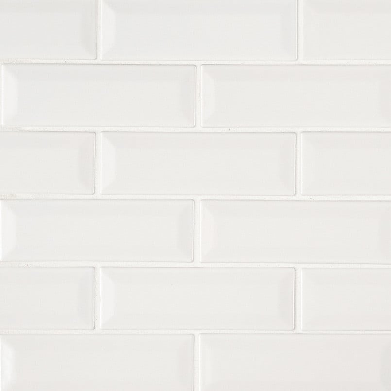 MSI Highland Park Whisper White 2" x 6" Beveled Glossy Ceramic Tile Premium(1 sq ft/each)