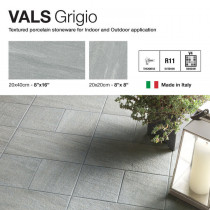 Tuscania Vals 8" X 16" Grigio R11 For Indoor And Outdoor Glazed Porcelain Tile Premium (11.19 sq ft/ ctn) 