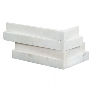 MSI RockMount Cosmic White 3D Honed Stacked Stone 6" x 12" Wave Corner
