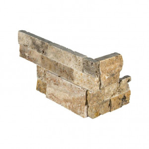 MSI RockMount Tuscany Scabas Travertine Splitface Stacked Stone 6" x 18" Ledger Corner