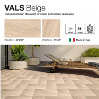 Tuscania Vals 8" X 16" Beige R11 For Indoor And Outdoor Glazed Porcelain Tile Premium (11.19 sq ft/ ctn) 