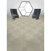 Shaw Linear Shift Hexagon Carpet Tile Pewter Ivory Room Scene